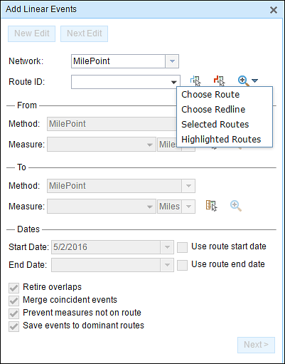Route ID options Route ID options